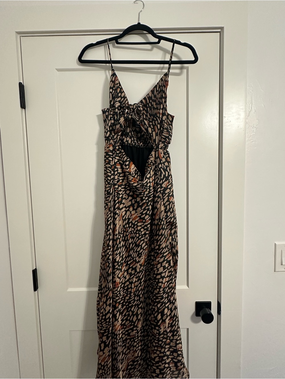 Vici Black, Cream & Orange Printed Slip Dress